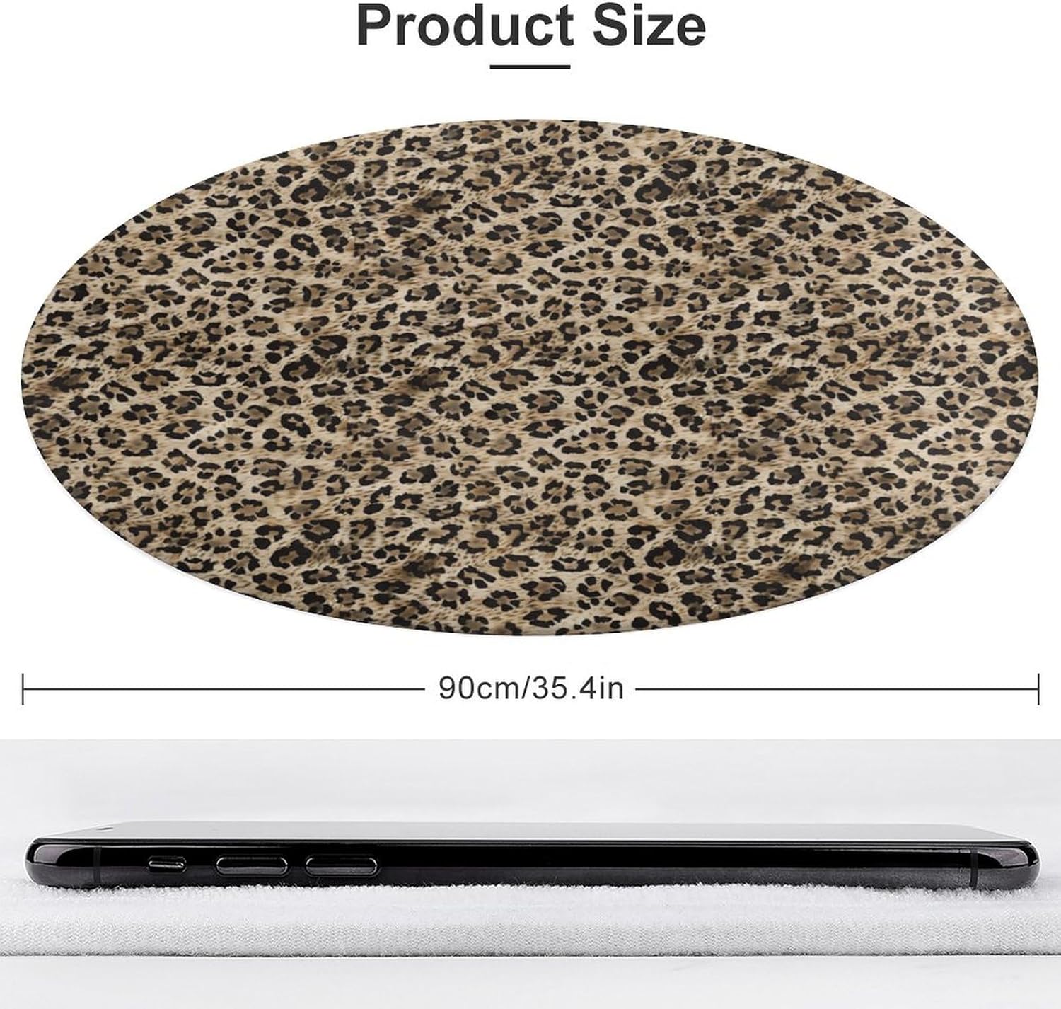 KiuLoam Round Area Rug Animal Leopard Cheetah Print Brown Non-Slip Large Circle Rugs 3-Feet Diameter for Living Room Bedroom Soft Carpet Machine Washable Floor Mat Home Decor