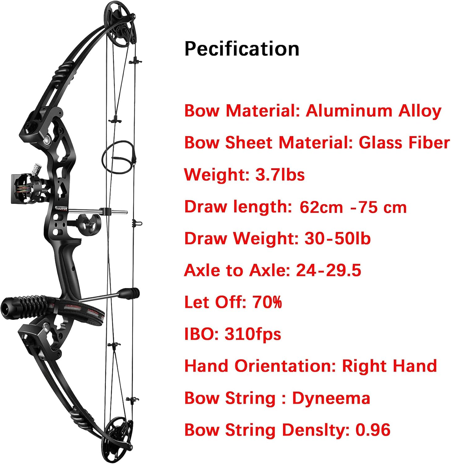 Rochan Aluminum Alloy Compound Bow with Dyneema Bow String Right Hand Composite Bow with Adjustable Draw Length and Weight Compound Bow Kit, IBO 310FPS : Sports & Outdoors
