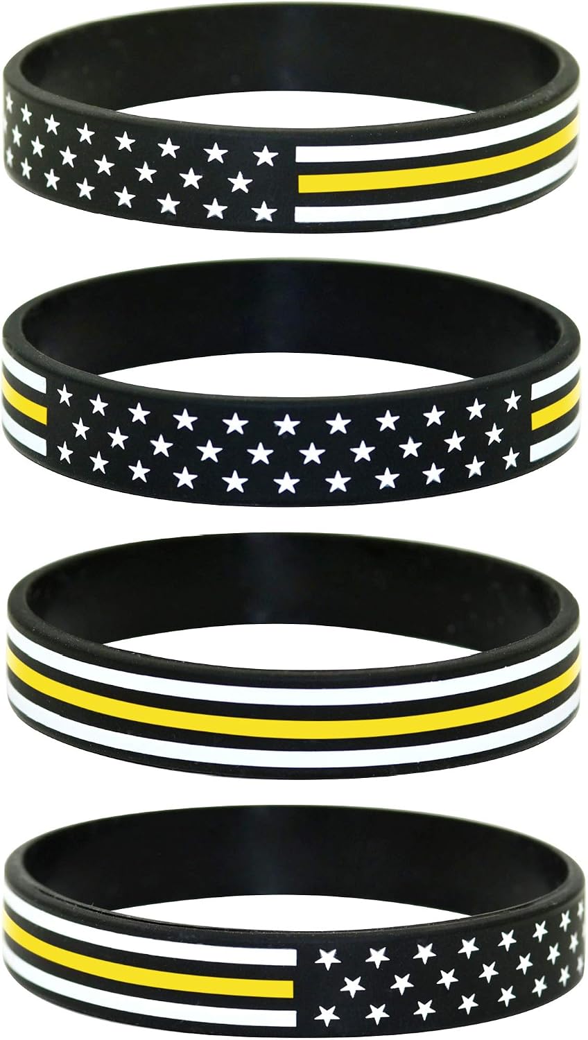 Great 1 American Flag Silicone Stretchable Bracelet 4-Pack