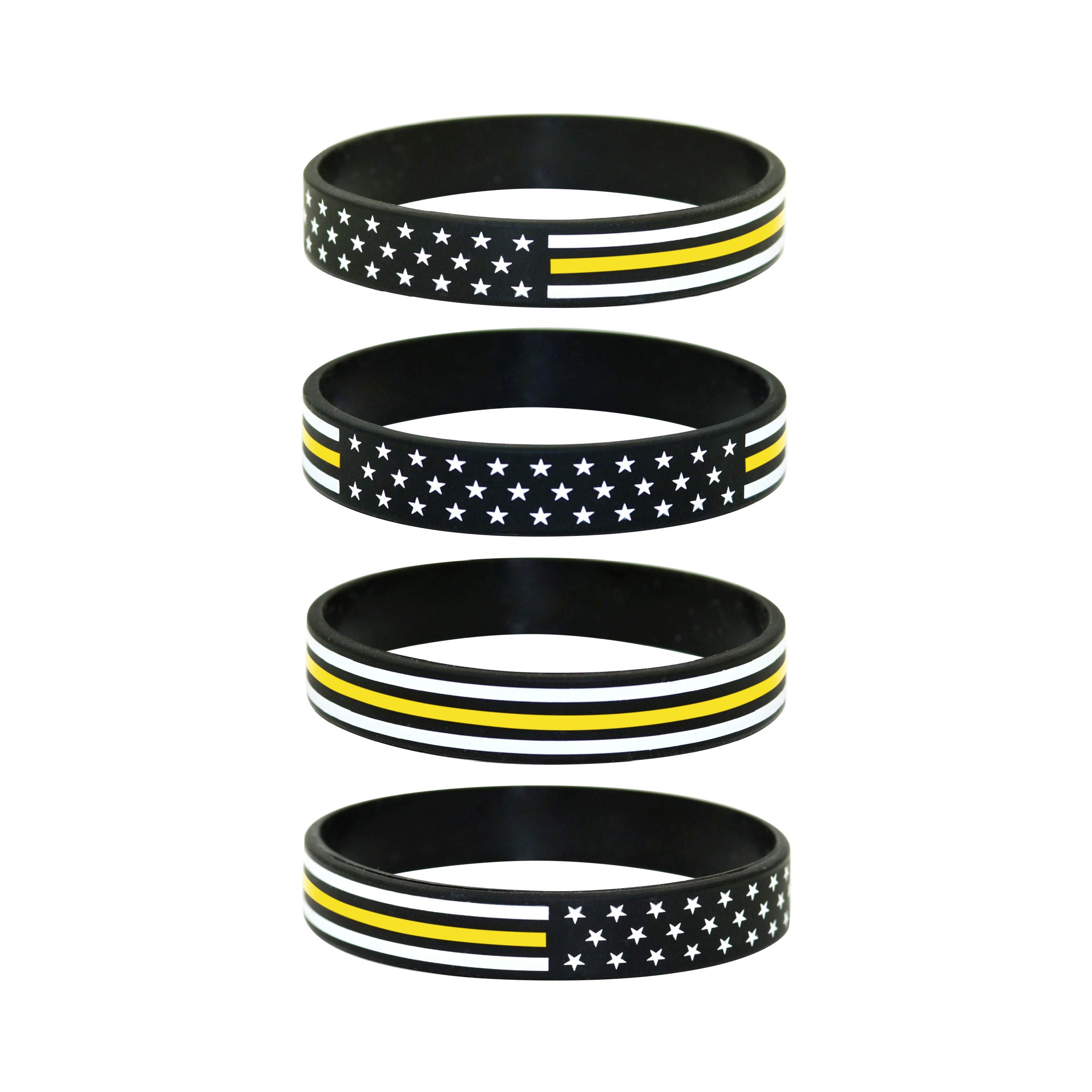 Great 1 American Flag Silicone Stretchable Bracelet 4-Pack