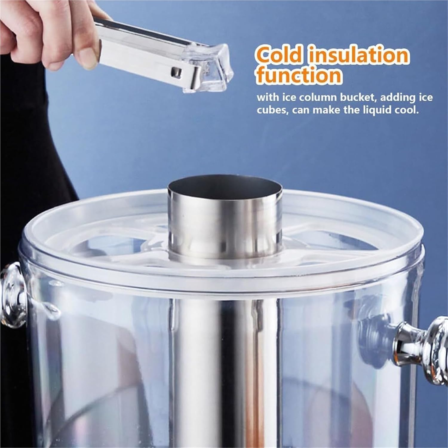 8L Drink Dispensers for Parties Beverage Dispenser with Stand with Ice Container and Stainless Steel Drip Trays(Silver)