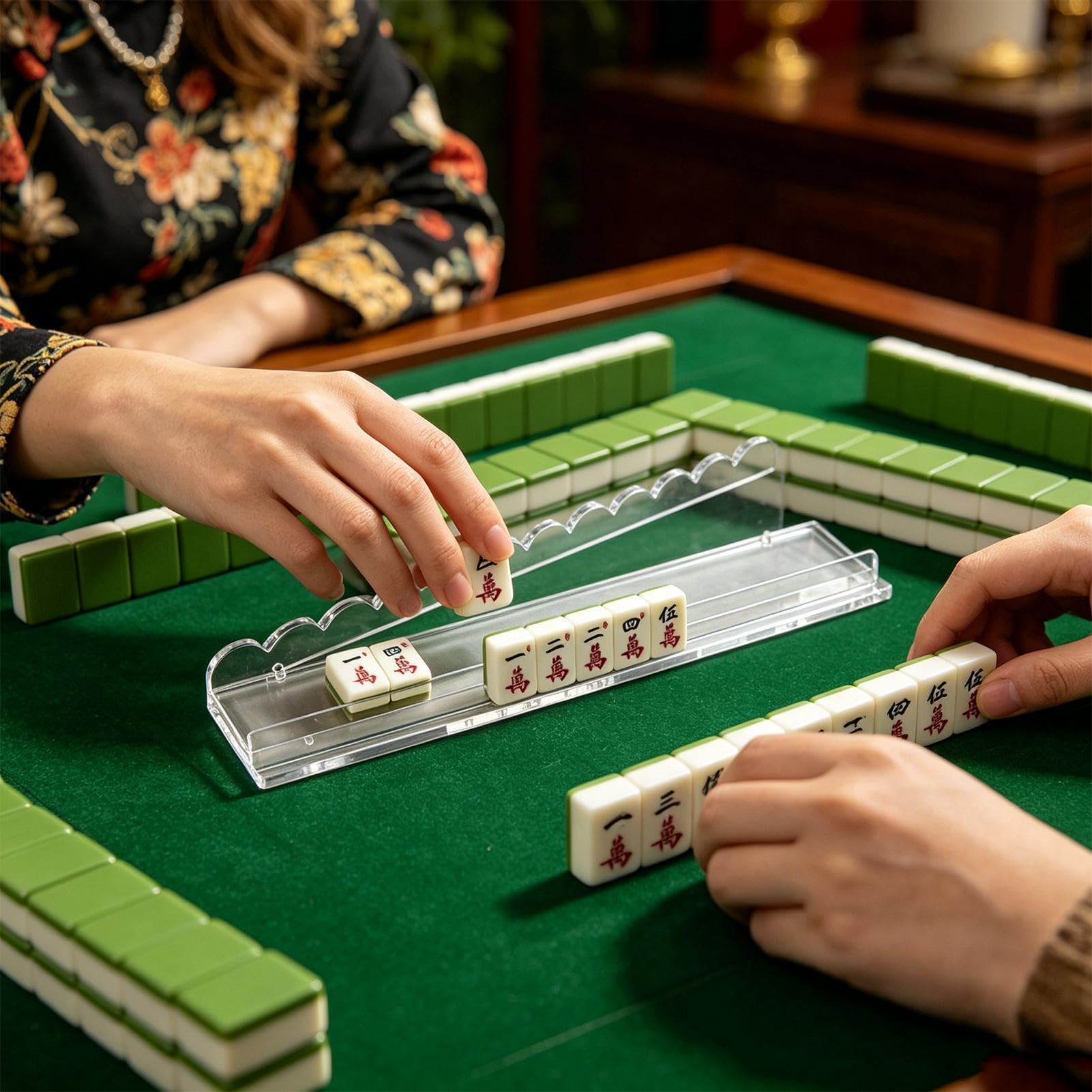 Poussoirs, Racks de Mahjong Acrylique Antidérapant Festonné Magnétique | Poussoir et Porte-Tuiles de Mahjong Pour Soirées De Jeux, Clubs, Réunions Familiales, Voyages Et Centres Pour Seniors