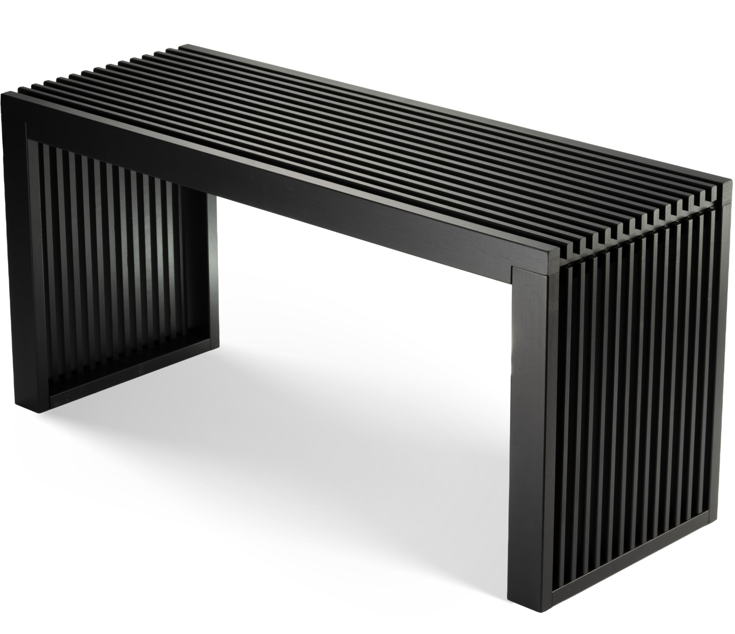 BAM BOO BOX Panca in bambù nero – panca legno senza schienale per corridoio, bagno, cucina, sala da pranzo o camera da letto – piccola panca 90 x 33 x 43 cm – portata 250 kg