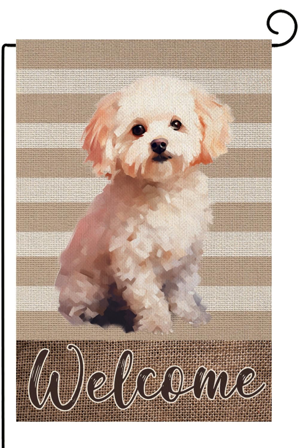Bandera de jardín Bichon Frise TopPacific de 12x18 pulgadas de doble cara para exterior 8