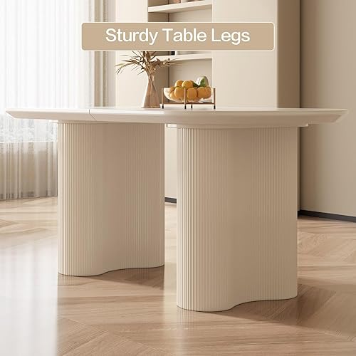 Miniatura 5 de Juego de mesa de comedor para 4, mesa de cocina moderna con 4 sillas, juego de mesa de comedor para cocina, comedor, hogar y oficina (mesa blanca de