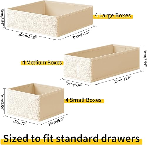 Miniatura 5 de Organizador de cajones de ropa, paquete de 12 organizadores de cómoda para guardería, organizador de ropa interior plegable para calcetines,
