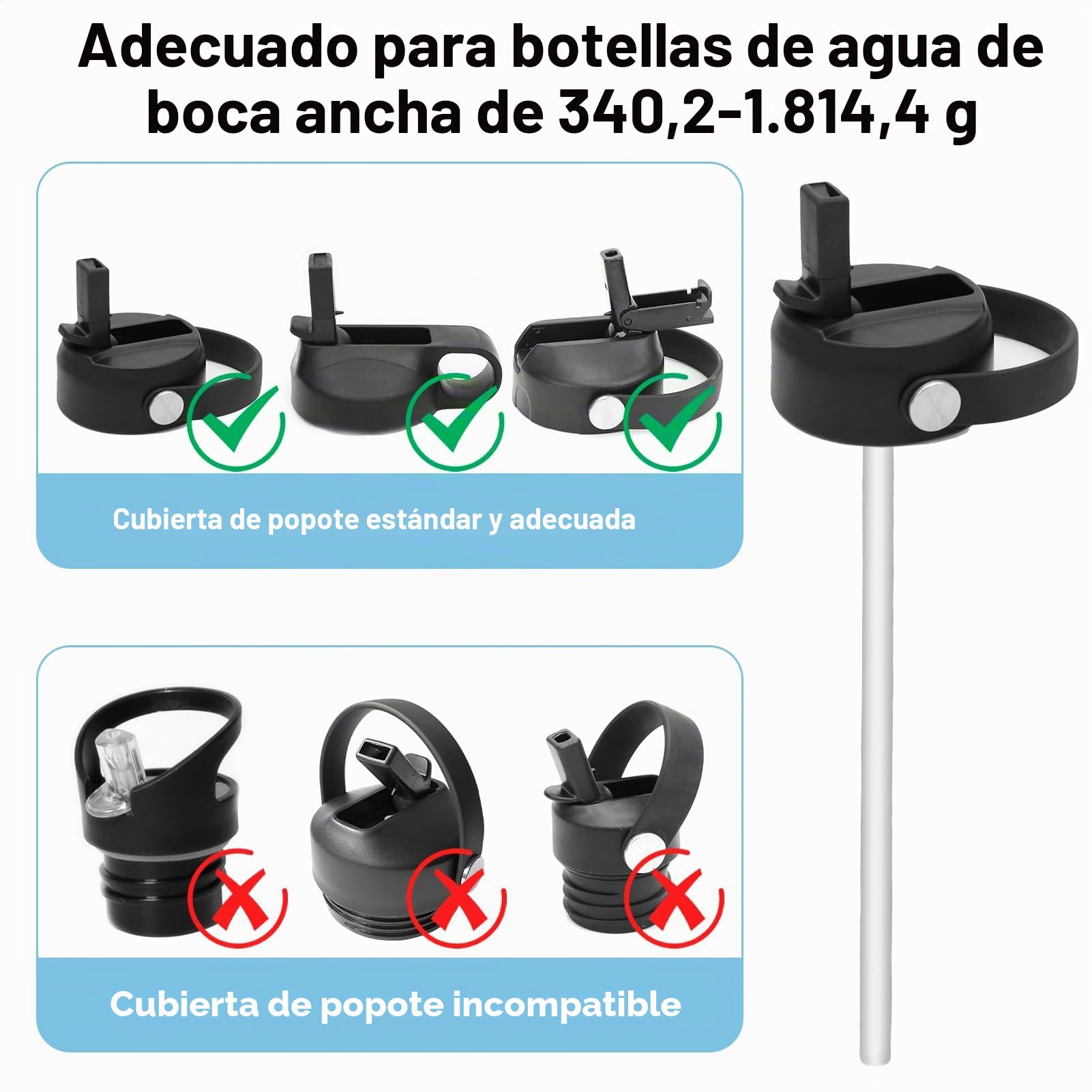 10 Pajitas Reutilizables de Plástico para Stanley 20/30/40 oz Tumbler, compatibles con botellas de agua Hydro Flask con 2 cepillos de limpieza, Inodoro, Fácil de Limpiar, Material Grado Alimenticio