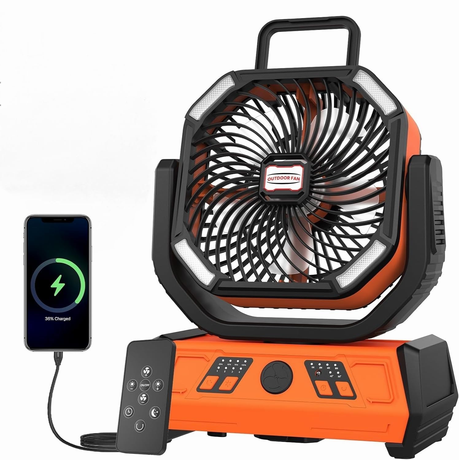 Camping Fan Rechargeable, 20000mAh Battery Powered Fan with LED Light & Hook, Portable Fans Rechargeable for Indoor, Outdoor, Tent, Travel, Jobsite, Fishing, Gifts for Men Dad-image-26