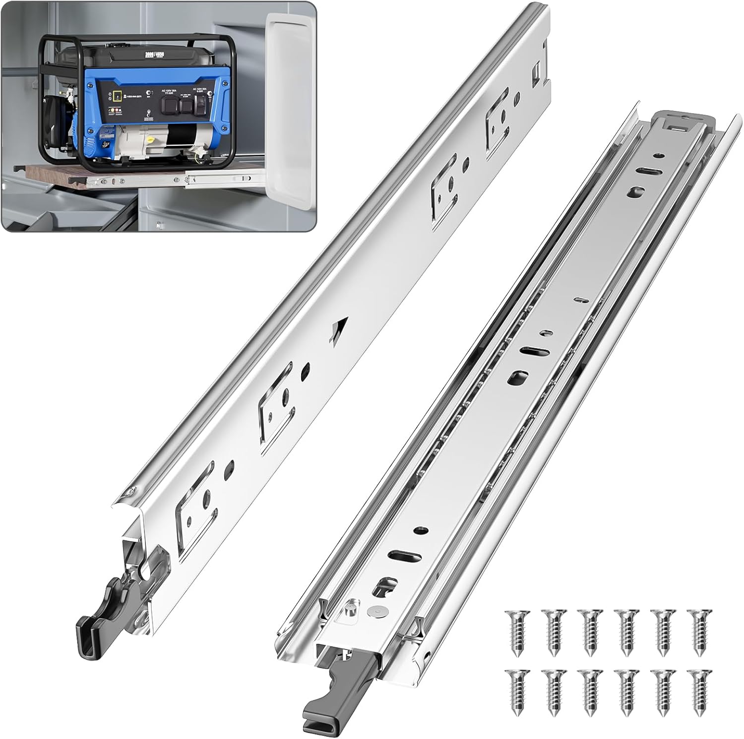 1 Pair 22 Inch 150 Lb Heavy Duty Drawer Slides with Lock Full Extension Ball Bearing Cabinet Telescoping Sliding Rails Tool Box Runners Tracks Glides Side Mount with lock 22 Inch