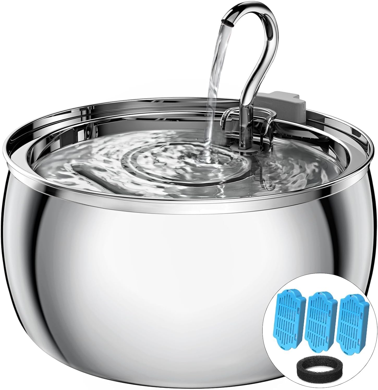 FWMB Cat Water Fountain,4.0L/1.1 Gal Stainless Steel Pet Water Fountain ...