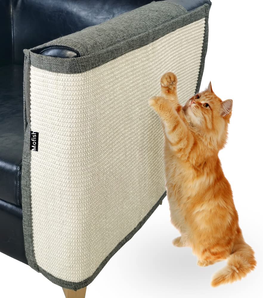 Mofish Large Cat Scratcher Couch Protector, All Inclusive Cat Anti-Scratch Pad, Natural Sisal Furniture Prevent From Cats - Corner Cat Scratcher for Sofas, Chairs (Dark grey left)
