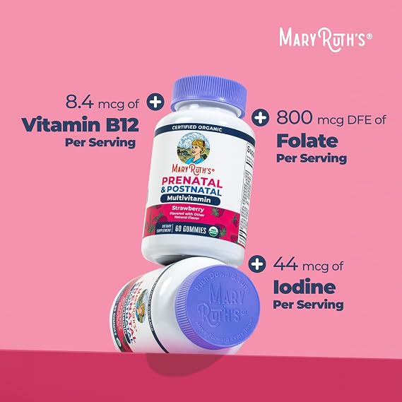 MARYRUTH'S USDA Organic Prenatal & Postnatal Multivitamin Gummies, 60 ct