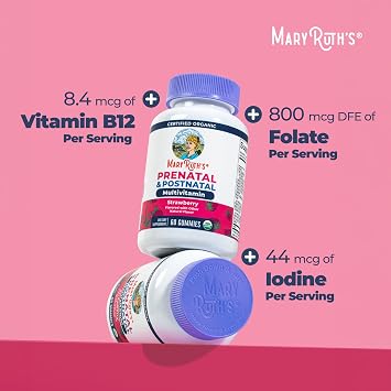 MARYRUTH'S USDA Organic Prenatal & Postnatal Multivitamin Gummies, 60 ct