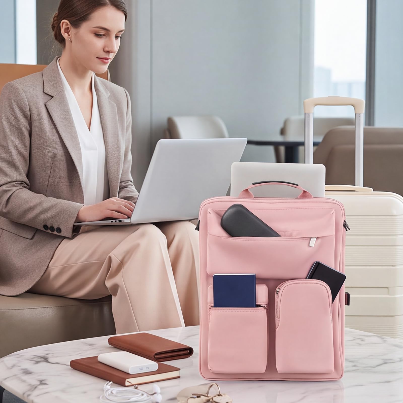 Reise-Organizer aus Oxford-Stoff (Rosa) | Verstellbare Riemen zum Tragen – Koffer, Tablet-Aufbewahrung, Reisepass, Wassertasche mit Reißverschluss (Rosa)