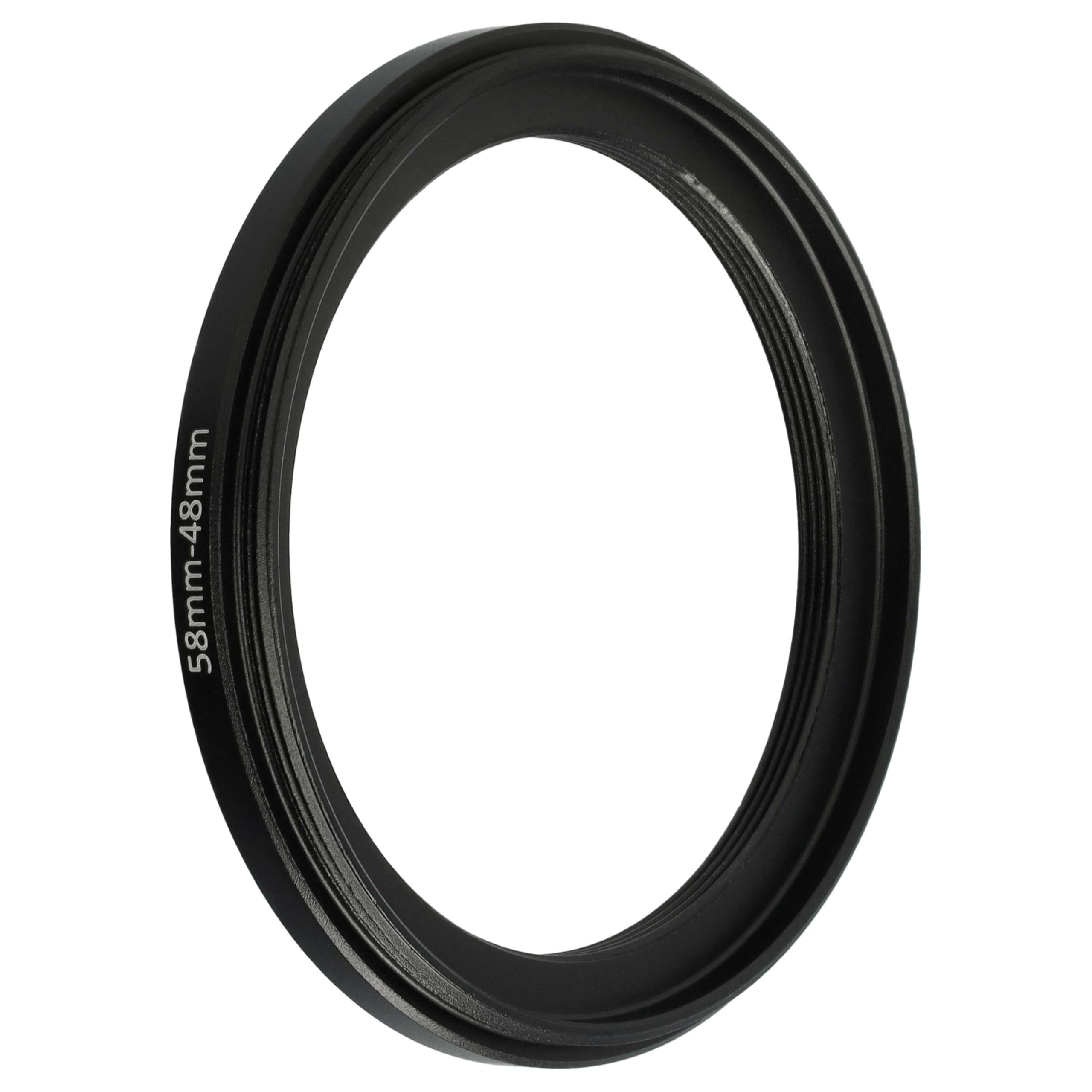 vhbw pierścień adaptera step-down 58 mm do 48 mm do aparatu - adapter filtra, czarny metal