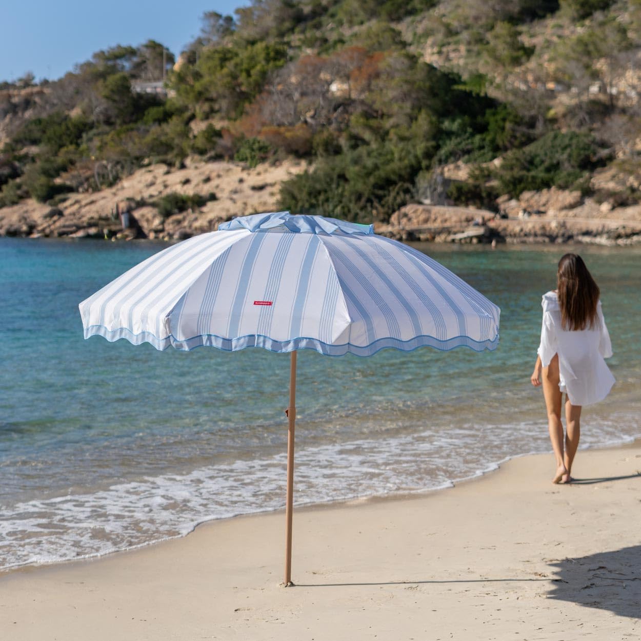 Flamingueo Sombrilla Playa, Piscina, Terraza Exterior, Protección UPF 50+, Altura y Orientación Regulable, Funda de Transporte, Poliéster