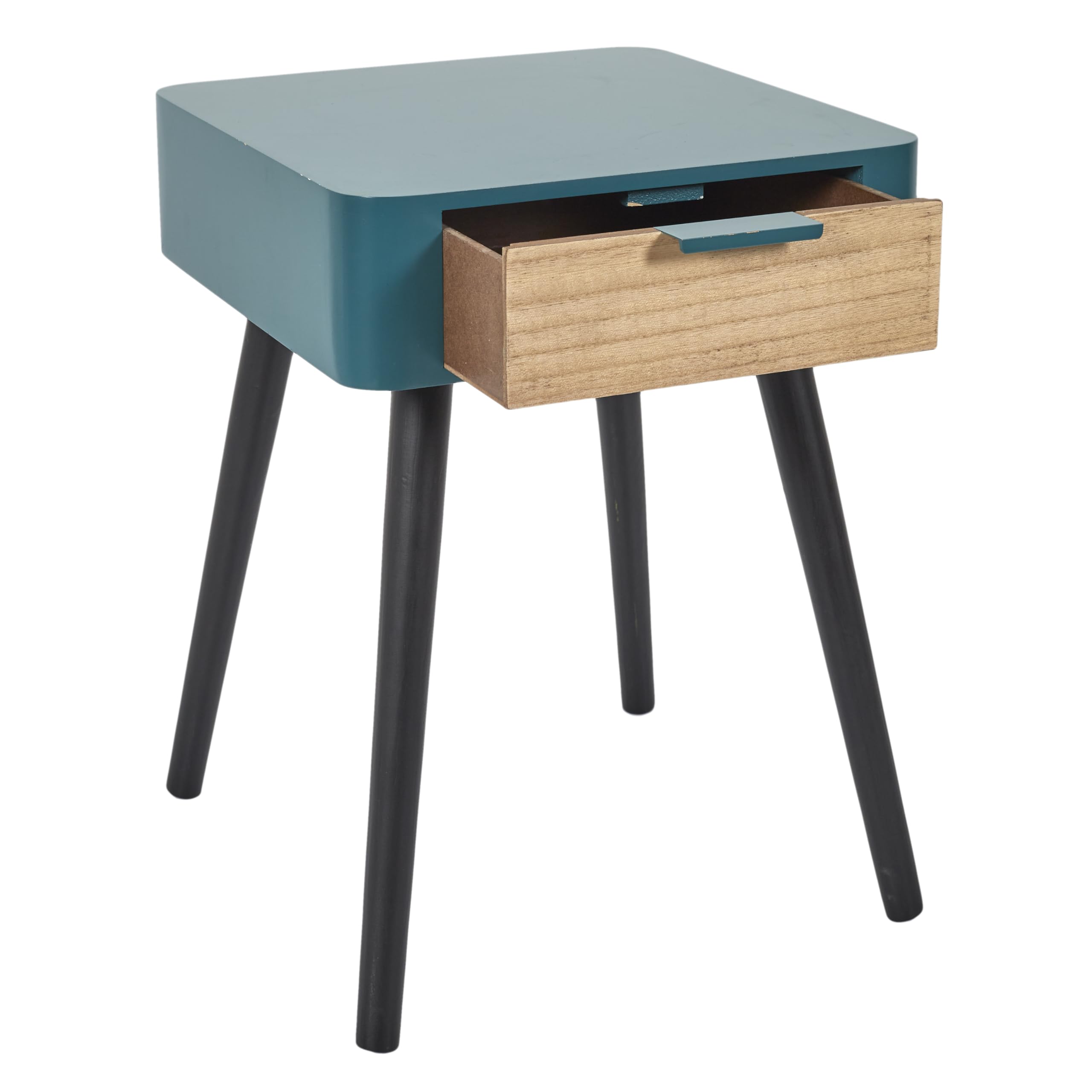 HOME DECO FACTORY Table de Chevet 1 Tiroir en Bois Chambre Bleu Canard