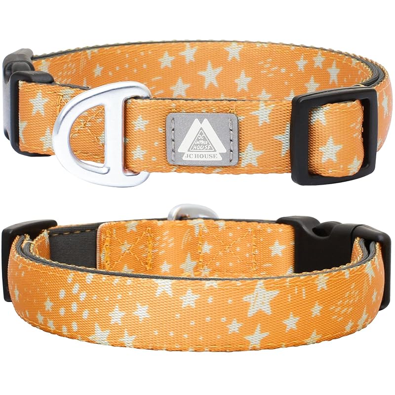 Coleira para Cães Média com Estampa de Estrelas JC HOUSE, Ajustável para Pescoço de 30–51 cm