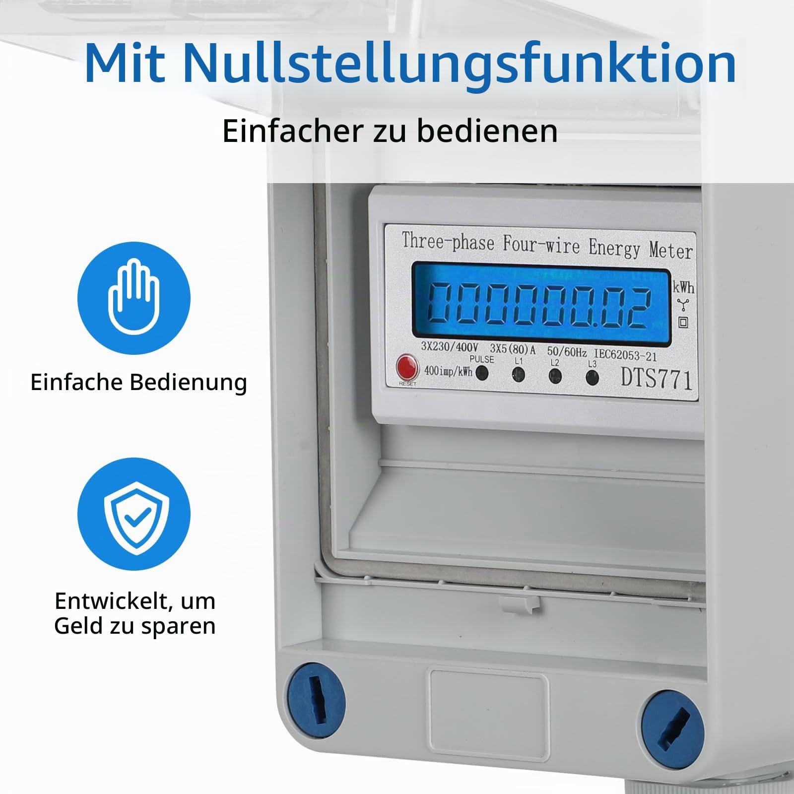 Mobiler Digitaler Stromzähler,MID 2024 Digital Drehstromzähler mit CEE Stecker und Kupplung,IP55 CEE Adapter Stromzähler für Camping E-Auto (16A)