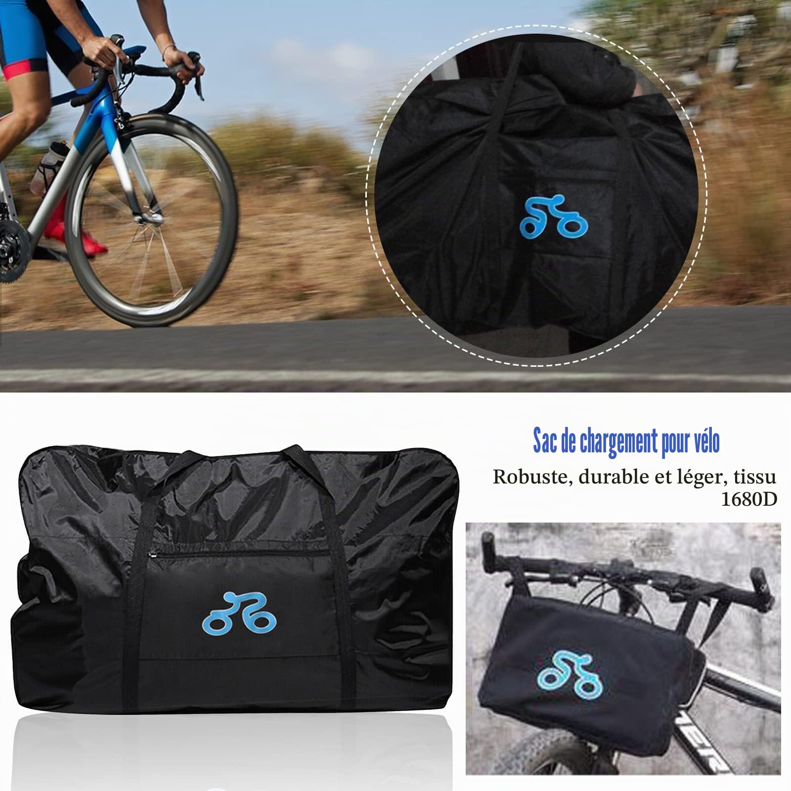 Sac de transport pour vélo 26-29 pouces - Sac de rangement pour vélo - Étanche - Épaississement - Pliable - Pour air, train, voyage