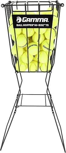 GAMMA Ball Hopper Hi-Rise 75 - Cesta para pelotas de tenis resistente con asa para una fácil recolección y almacenamiento, capacidad para 75 pelotas