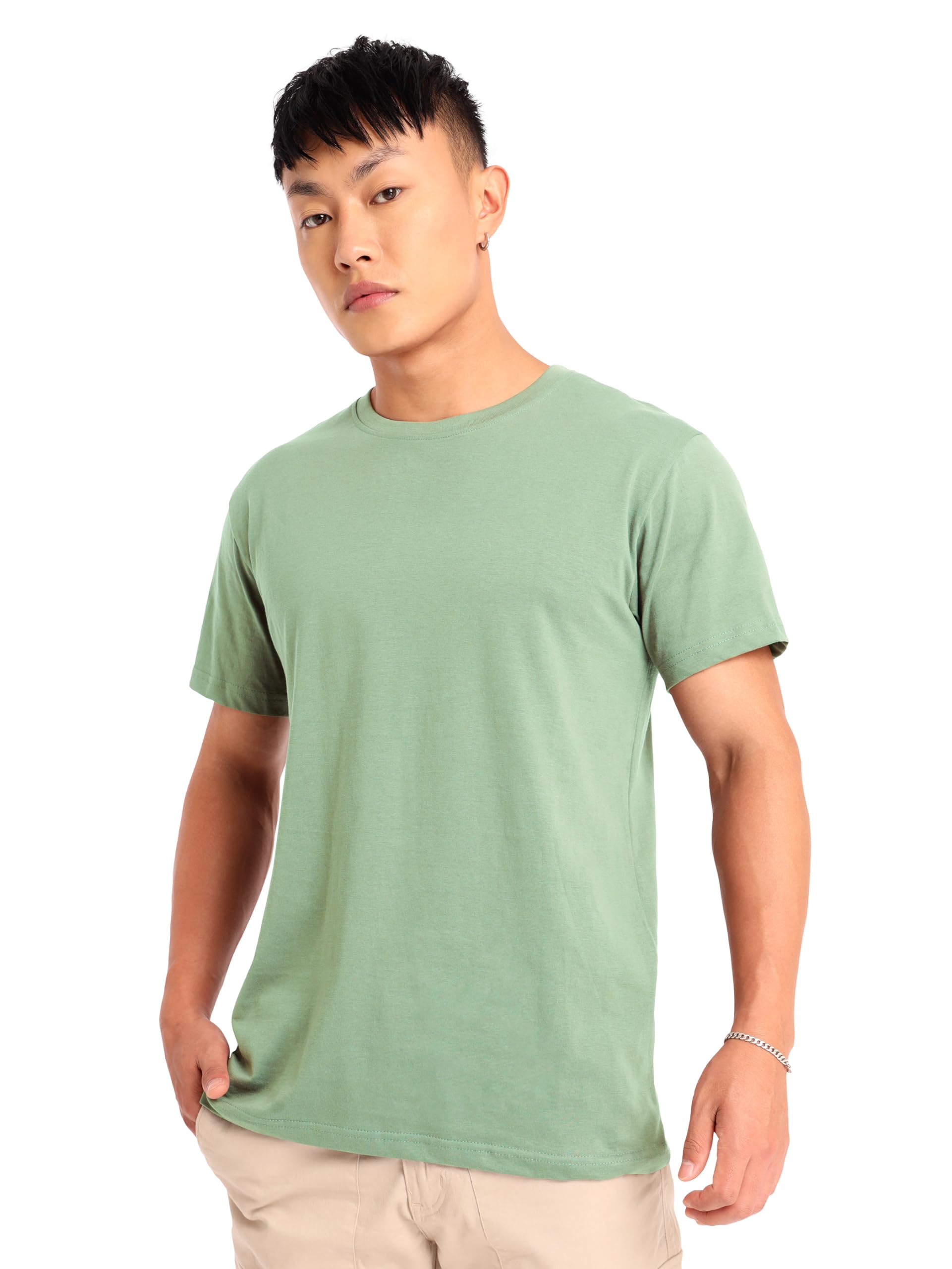 beyoung Cotton Regular Fit Plain T-Shirt for Men | Flexible Round Neck | Casual T-Shirt | Solid T-Shirt | Half-Sleeves | Stylish T-Shirt-picture-11
