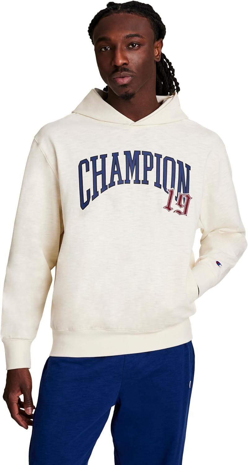 Champion Men's Modern Retro 100% Washed Cotton Pullover Hoodie, Standard Fit