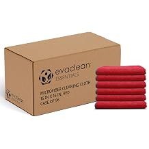 EvaClean Essentials Premium Microfiber Cleaning Cloth 16"x16" - Reusable, Washable, Non-Scratch, Microfiber Towels for Cleaning, Dusting, Polishing, High Absorbency & Durability, Red, 96-Pack