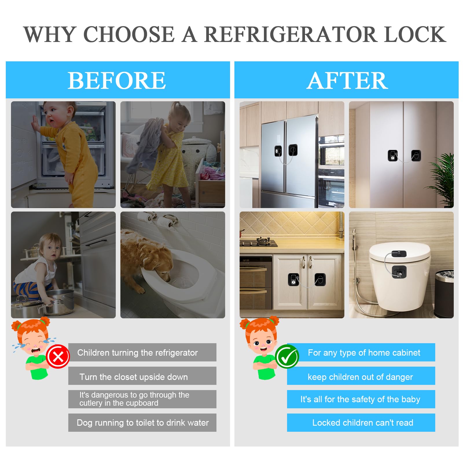 2 Lucchetti Frigorifero Con Chiave - Blocco Sicurezza Bambini Per Finestre E Armadi - Foto 5