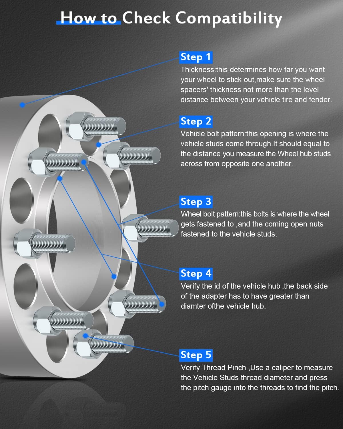 ECCPP 2PCS 8 Lug 50mm Front Wheel spacers 8x6.5 to 8x6.5 2 inch fit for Front Wheel 1994-2010 for Ram 2500 3500 2011-2012 for Ram 2500 3500