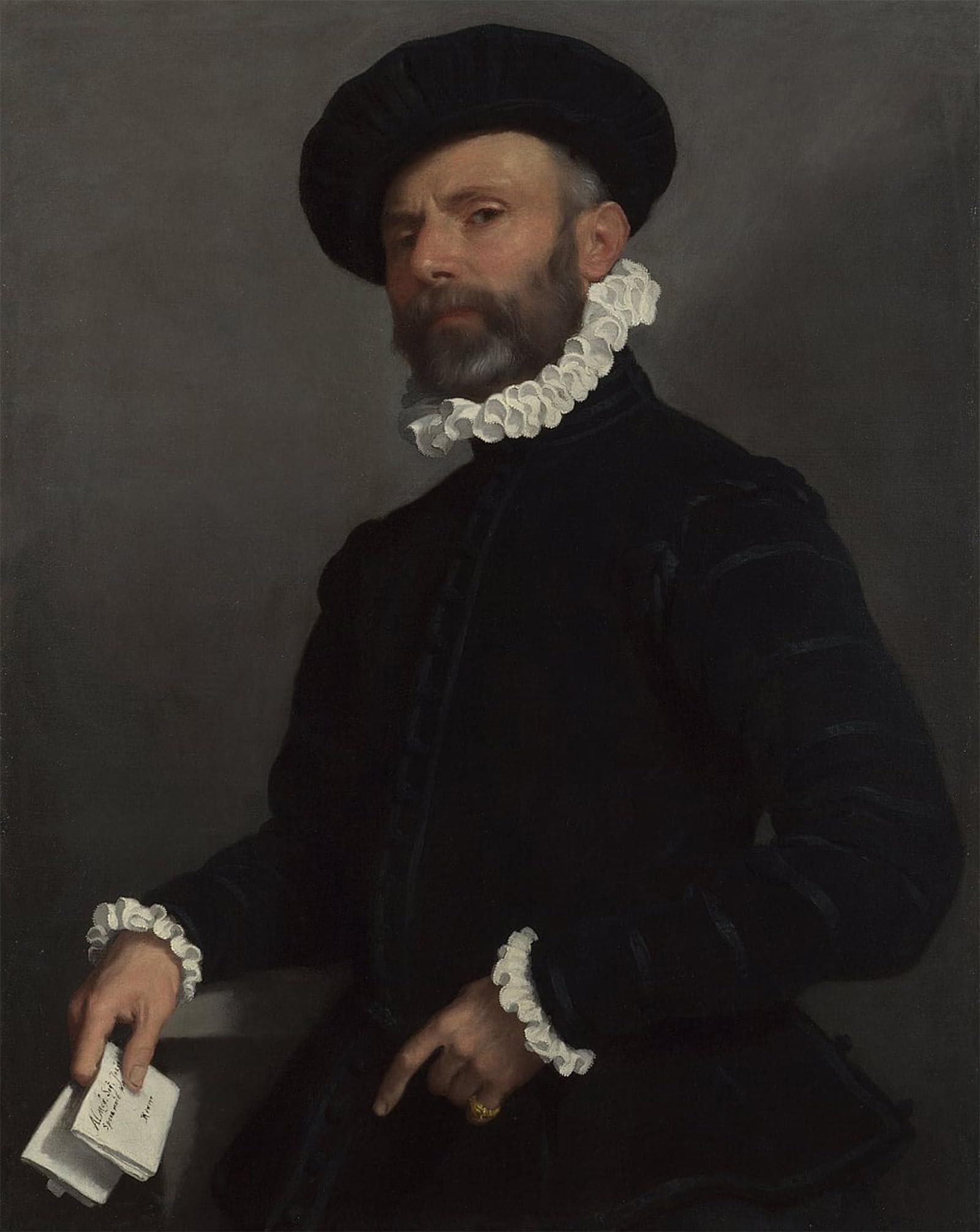 SERENDIPITP Abstract Painting Mural Print Picture Wall Decor Painting Portrait of a Man Holding a Letter by Battista Moroni Vintage Wall Artwork for Home Decor 60x90cm