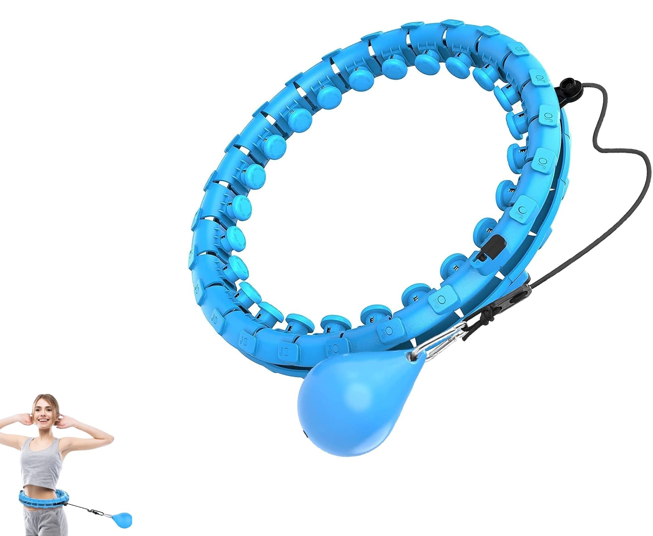 NURIOR Smart Hula Hoop, Smart Weighted Hula Hoop for Adults Weight Loss for Woman Man, Get Fit Infinity Hoop Plus Size, Exercise Hula Fitness Hoop, Weighted Hoola Hoop for Women to Slim Waist (Blue)-image-47