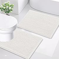 Vista 86 de Smiry - Juego de alfombras de baño de 2 piezas, suaves, absorbentes, de felpilla, lavables a máquina, antideslizantes, para bañera, ducha y piso Gris
