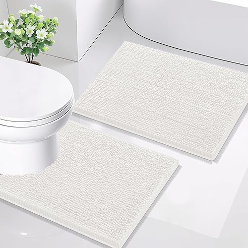 Miniatura 86 de Smiry - Juego de alfombras de baño de 2 piezas, suaves, absorbentes, de felpilla, lavables a máquina, antideslizantes, para bañera, ducha y piso Gris