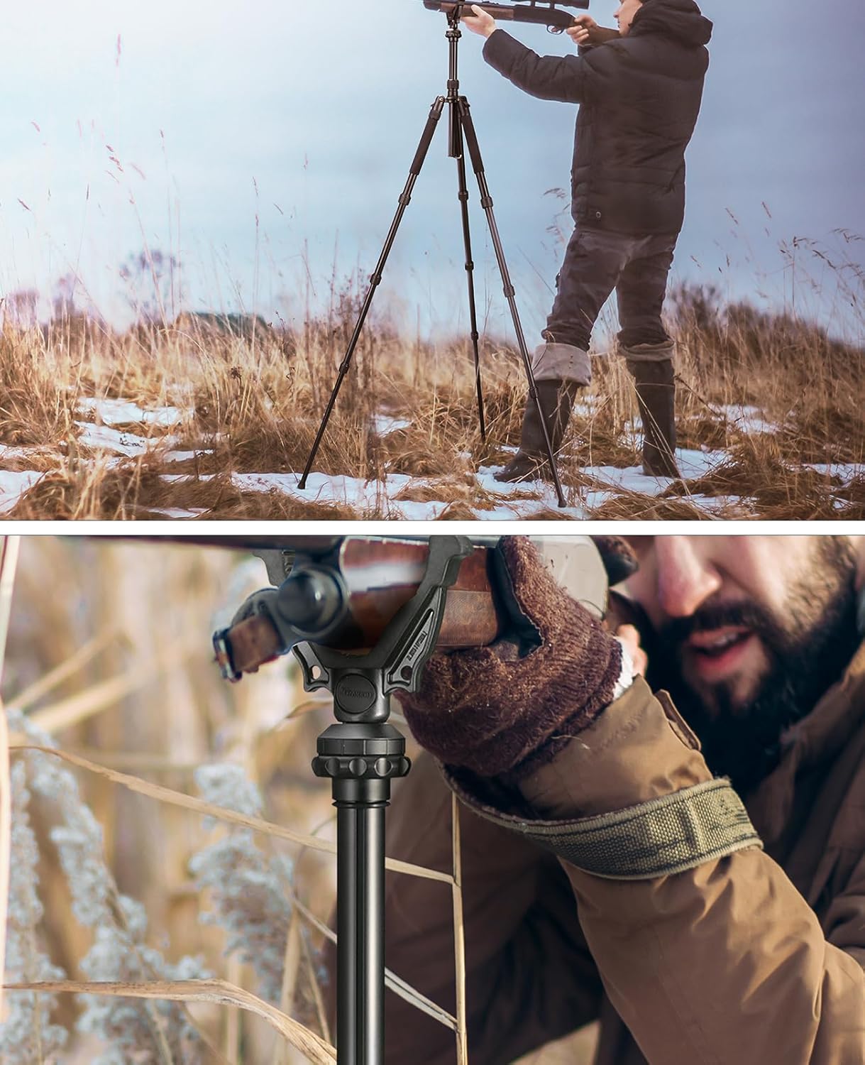 3-in-1 Shooting Stick Hunting Tripod Stand Shooting Tripod Gun Rifle Rest with Height Adjustment Center Column,Shooting Monopod Bipod Tripod with V Yoke for Hunting Shooting and Outdoor - Image 6