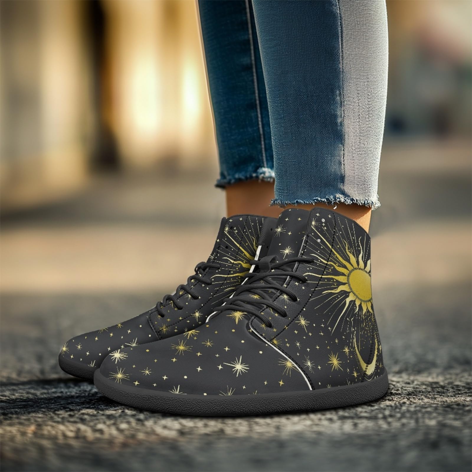 Dajingkj Bequeme PU-Leder Barfußschuhe Damen Herren Atmungsaktiv Sneaker & Sportschuhe für Outdoor & Indoor