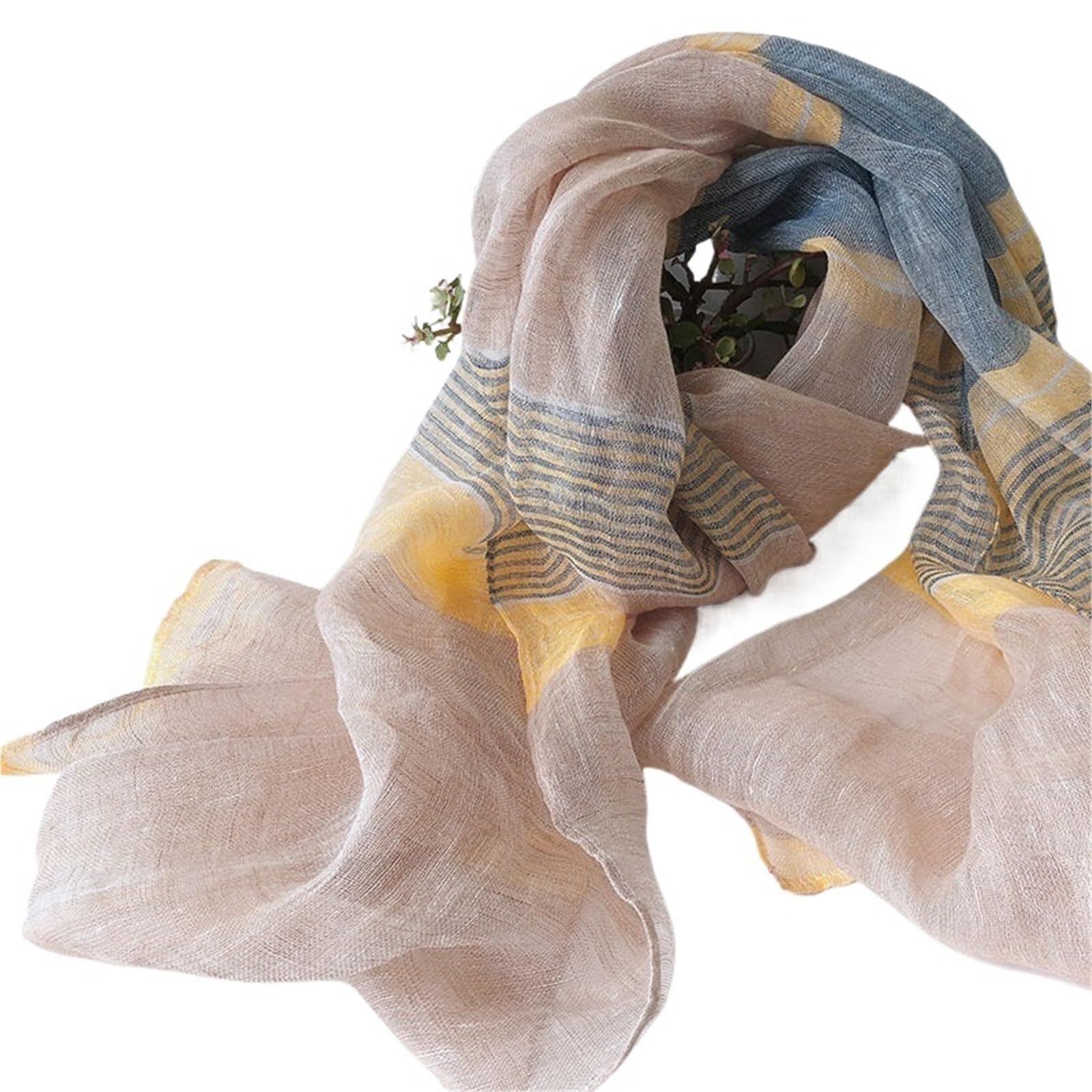 Verano Chales Bufanda ligera elegante de rayas lino for damas