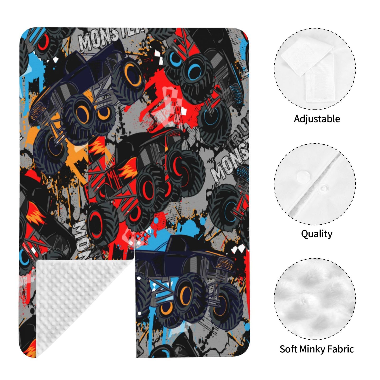 Monster Truck Car Car Seat Cover for Babies Peekaboo Opening Carseat Covers Nursing Carseat Canopy for Infant Newborn