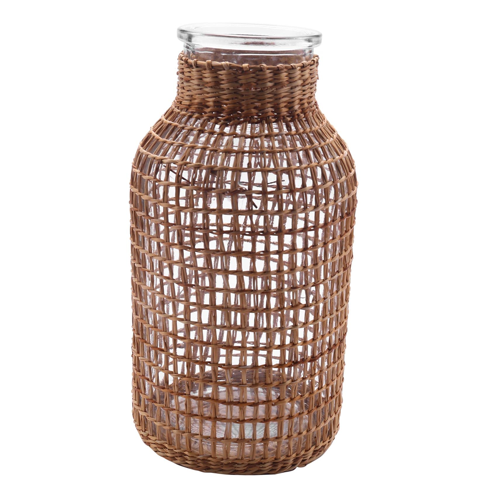 CTRLZS Straw Glass Flower Vase Japanese Flower Pot in the Nordic Contracted Flower Basket to -L