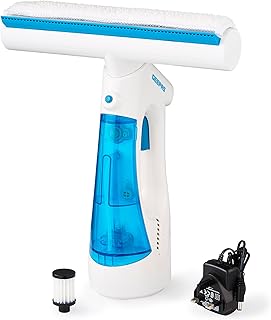 GEEPAS Cordless Window Vacuum - Portable 3-in-1 Window Vacuum - 140ml Removable Water Tank, LED Indicator, Cordless - Handheld, Lightweight, Low Noise, Fast Charging, 35min Runtime – Compact Design