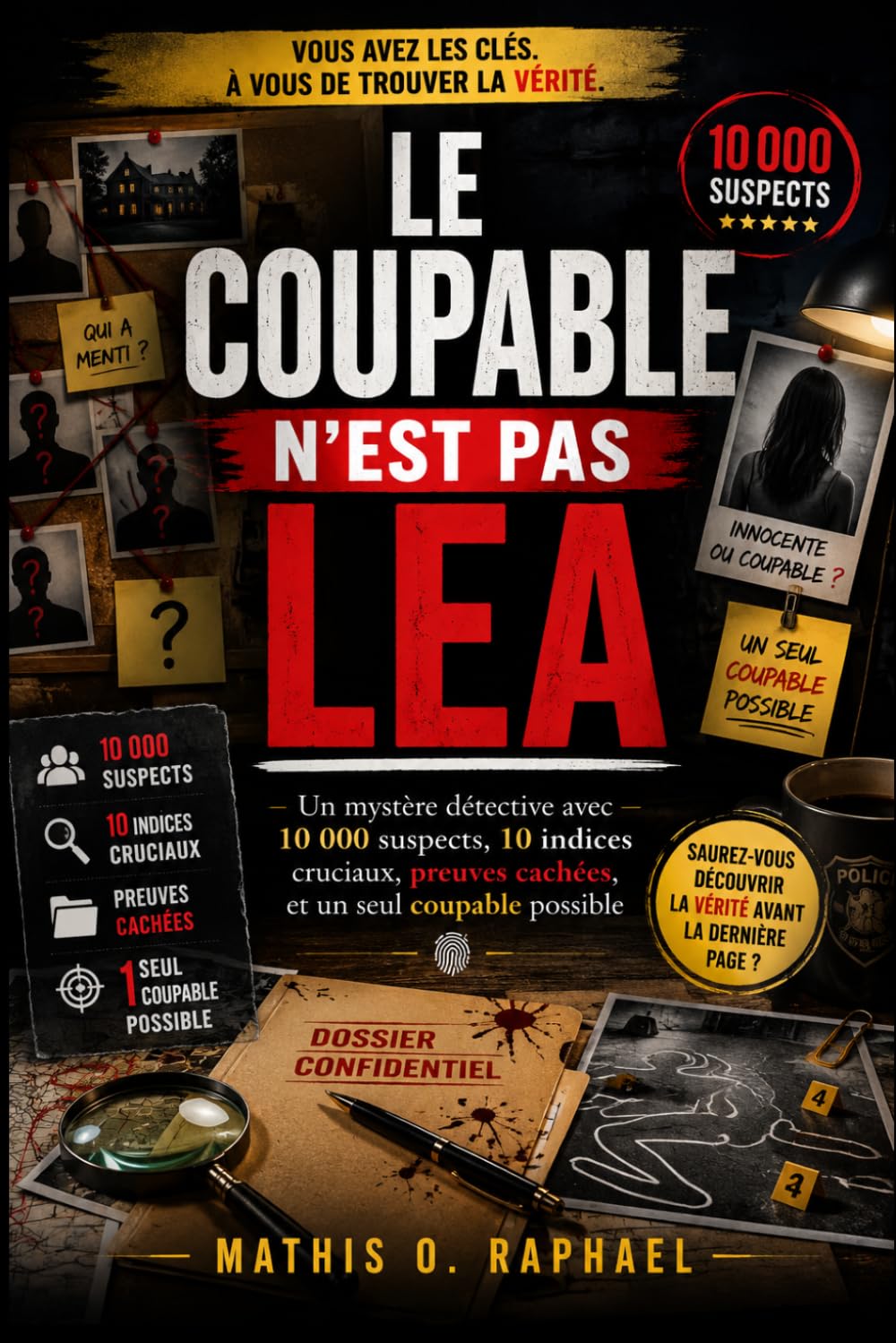 LE COUPABLE N'EST PAS LEA: Un mystère détective avec 10 000 suspects, 10 indices cruciaux, preuves cachées, et un seul coupable possible (Livres de dossiers de tueurs...)