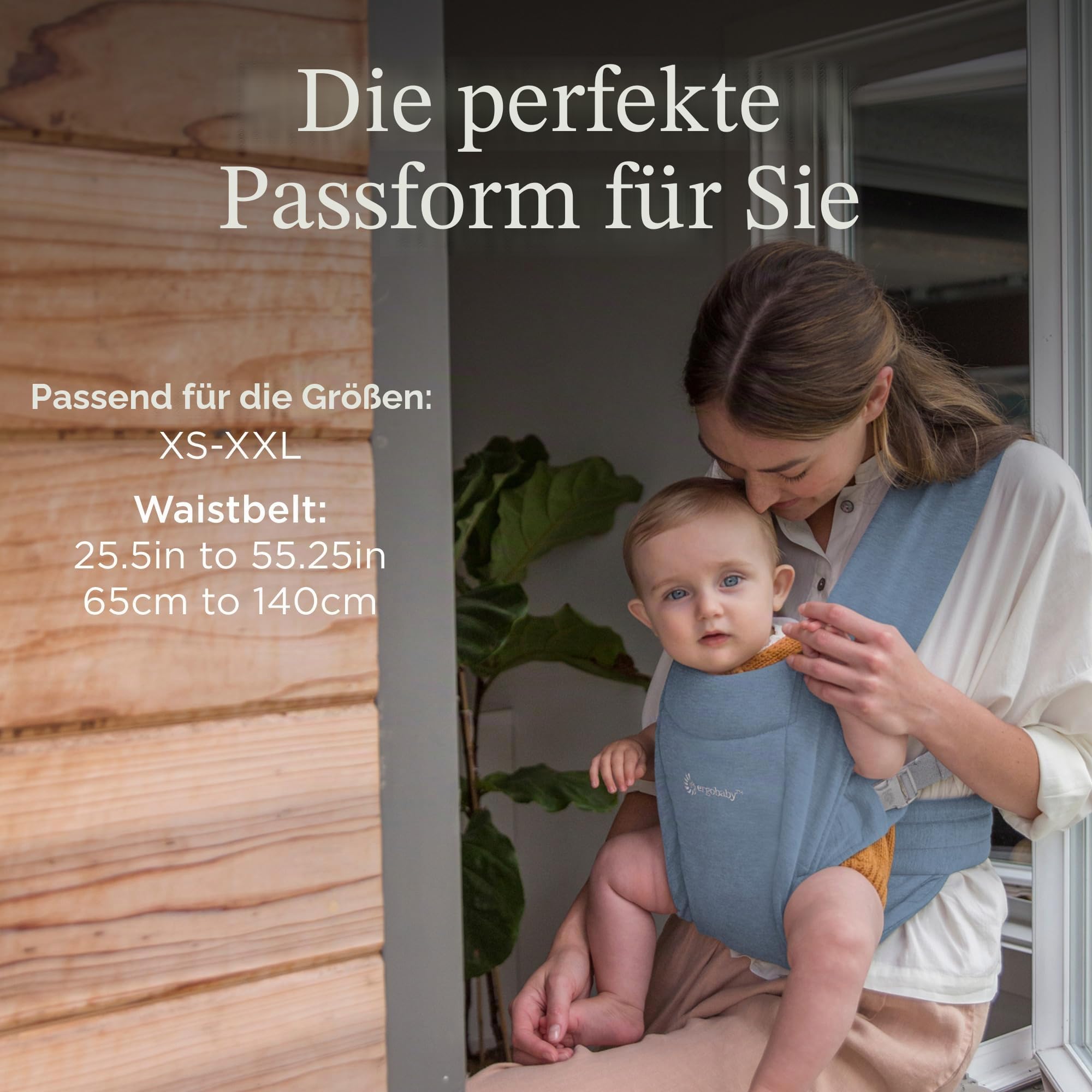 Ergobaby Embrace Babytrage für Neugeborene 3,2-11,3 kg, Oxford Blue | Ergonomische 2-Positionen-Babytrage mit Kopf- und Nackenstütze, hüftgesunde Positionierung, passt 3,2-11,3 kg, Oxford Blau