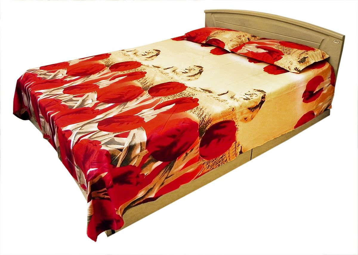 DollsofIndia Glazed Cotton Double Bedspread with 2 Pillow Covers - 90 x 92 inches (LX72)-image-35
