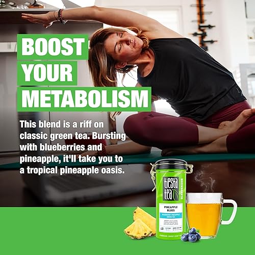 Vista 157 de Tiesta Tea - Máquina verde magra, hoja suelta, té verde cítrico claro, mezcla de hojas sueltas de primera calidad, cafeína media, prepara hasta 50