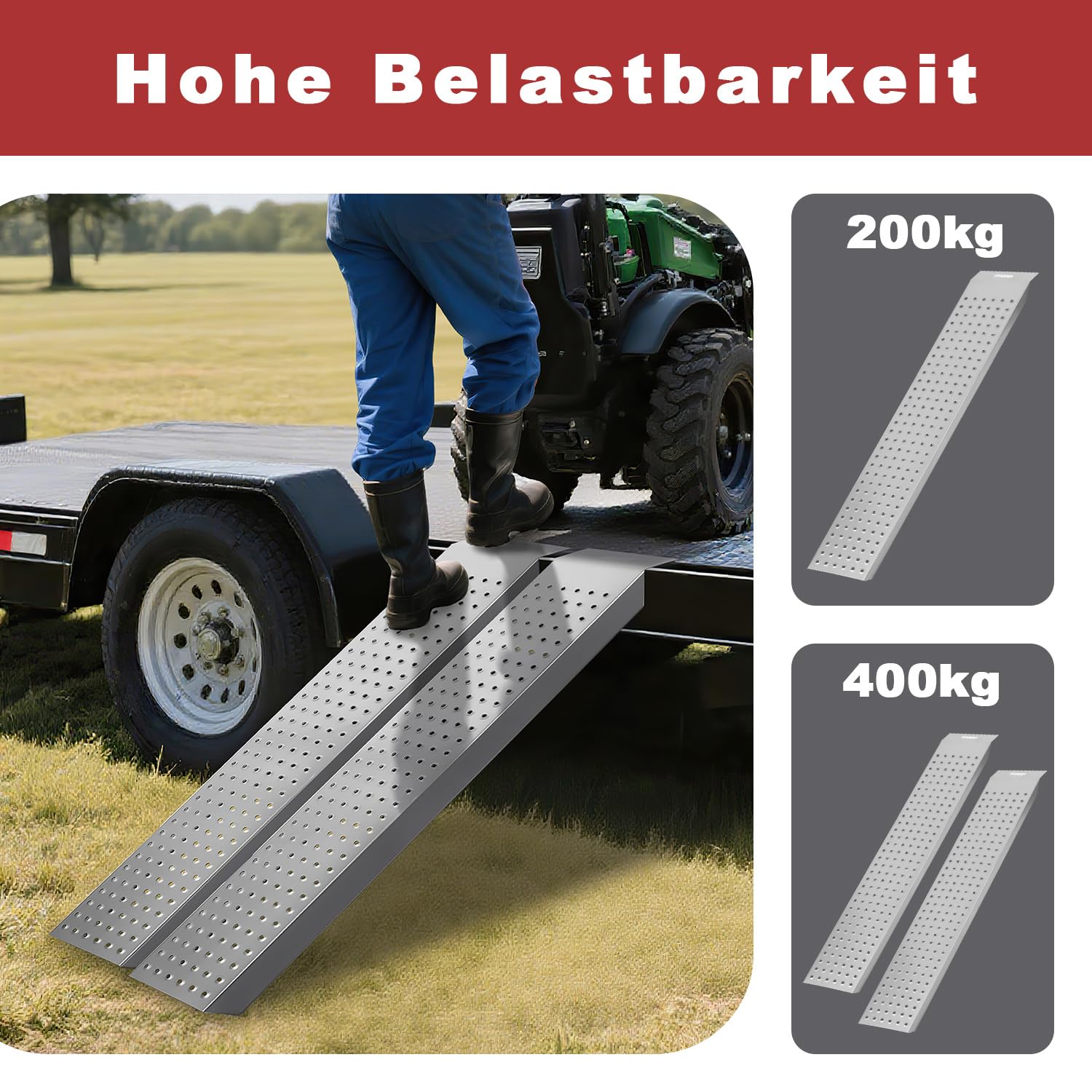 4X Auffahrrampe 400kg Tragkraft, rutschfest, 160 x 23.5cm