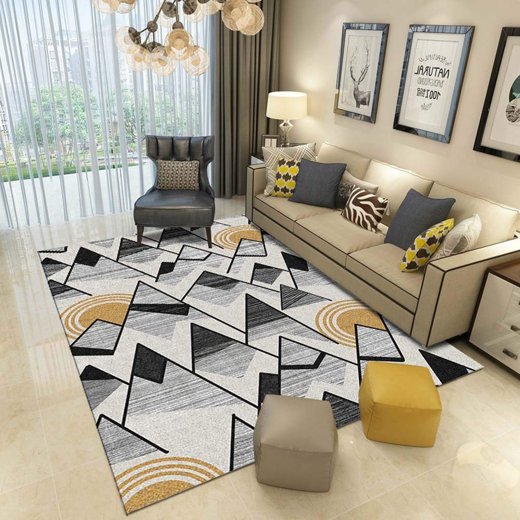 Tapis de salon géométrique minimaliste carré rétro 5 pour décoration séjour moderne
