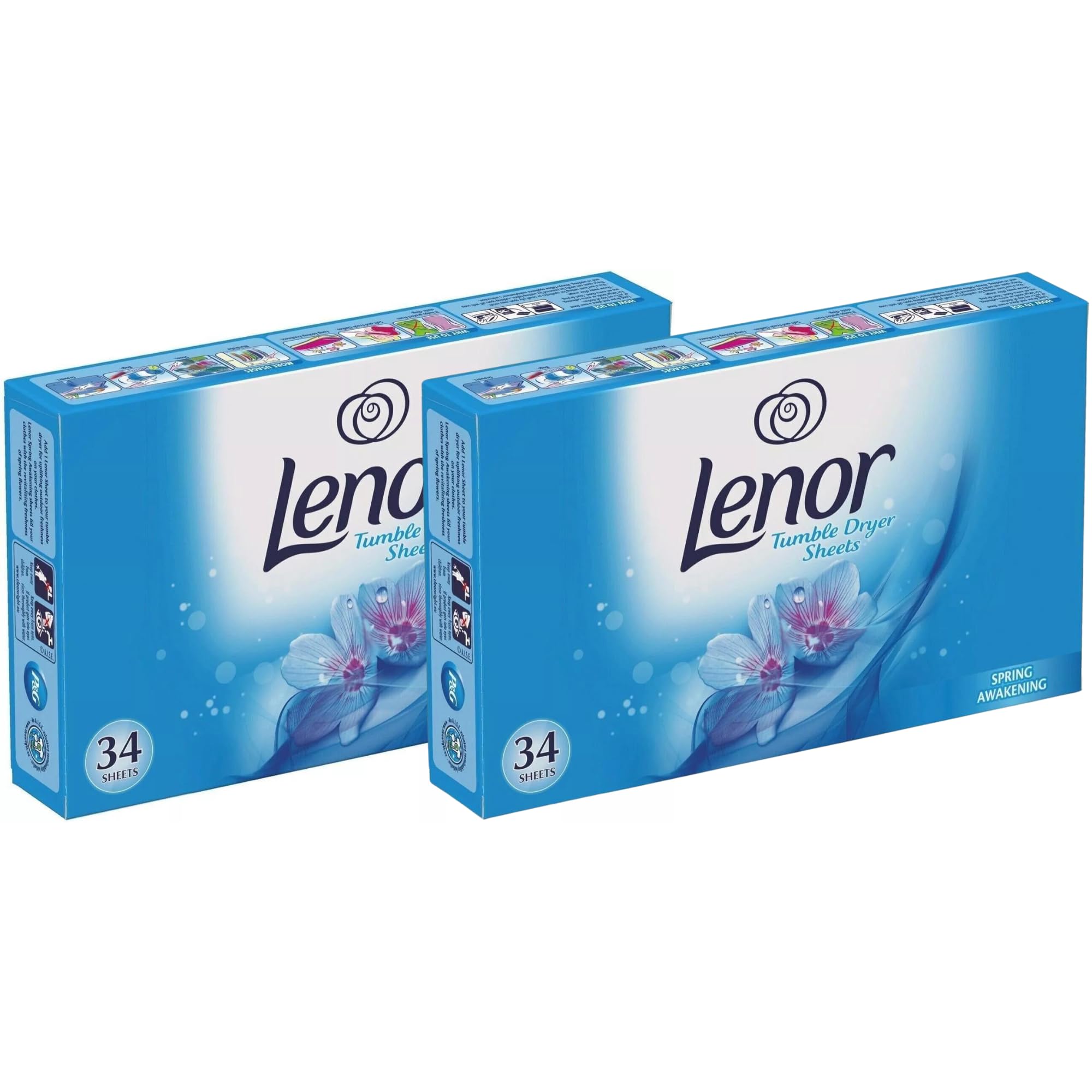 Lenor Tumble Dryer Fabric Conditioner Sheets Spring Awakening, Pack of 2 x 34 Sheets