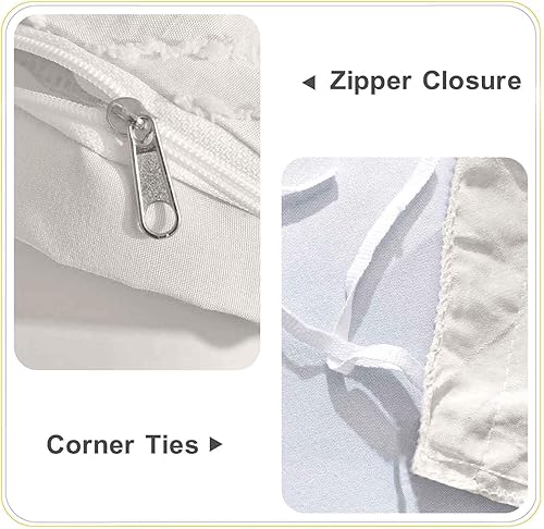 Miniatura 6 de Nanko Juego de funda de edredón blanca California King, juego de funda de edredón de 3 piezas de microfibra estilo bohemio copetudo, para todas las