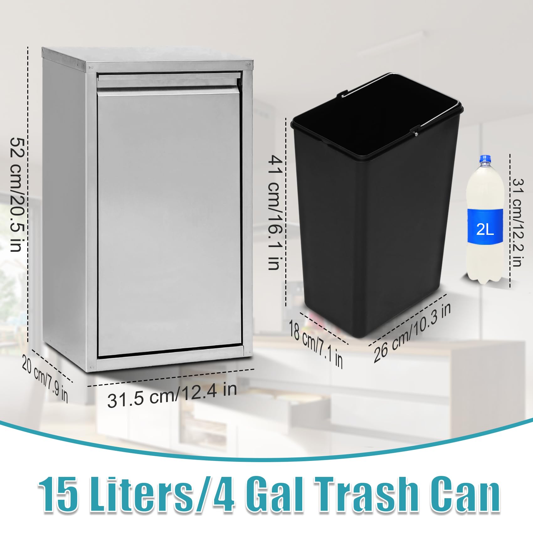 Ycezw Doppelmülleimer 18L - Rechteckig, Platzsparend, Druckdeckel, Für Küche & Bad