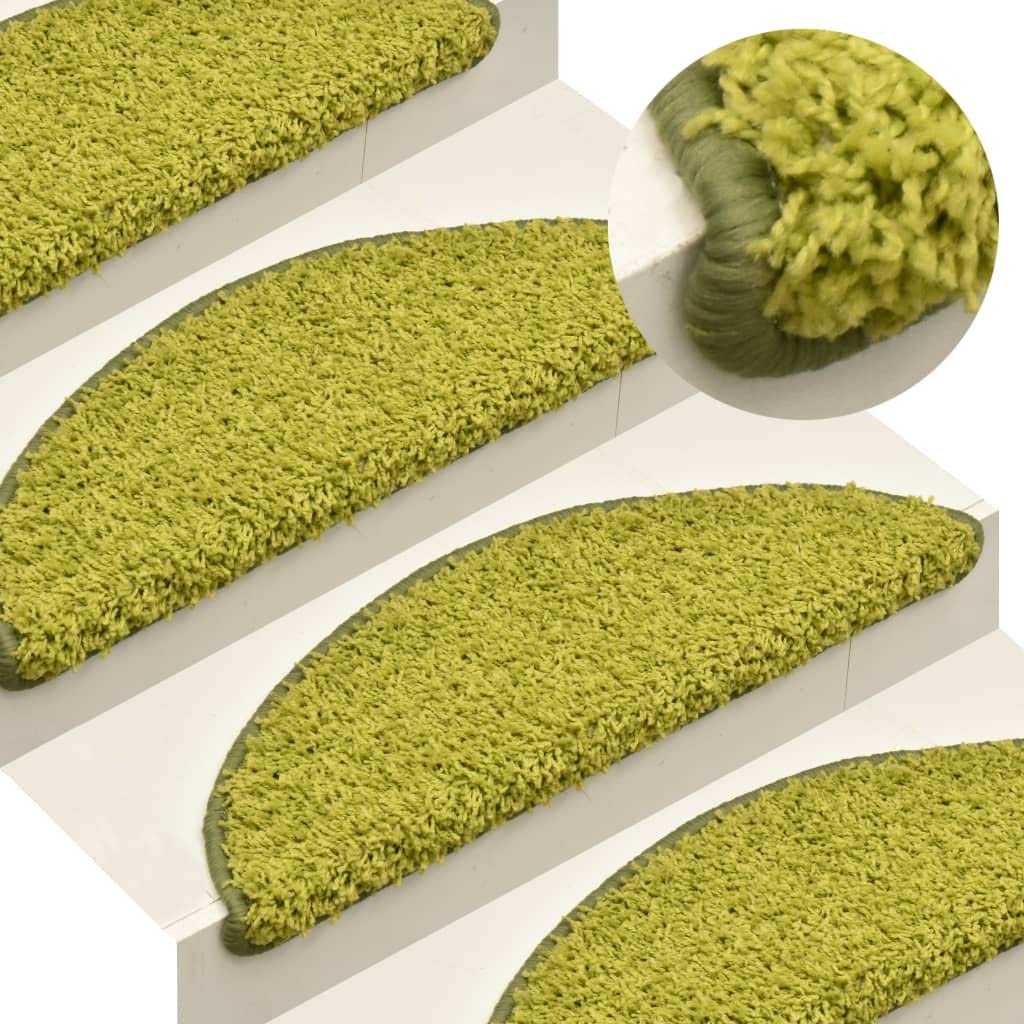 Schody dywaniki dywanowe, 15 sztuk, 65 x 21 x 4 cm, zielone